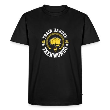 Taekwondo Train Harder Taekwondo - Men's Premium Organic T-Shirt - black - Front - Nico (187cm)