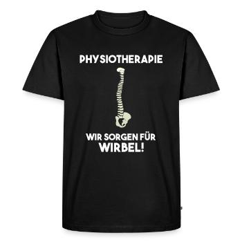 Physiotherapie Wir sorgen für Wirbel - Männer Premium Bio T-Shirt - Schwarz - Vorne - Nico (187cm)