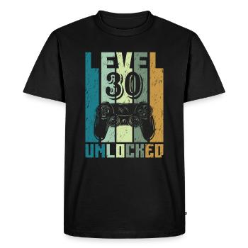 30e anniversaire Gamer Gamer niveau 30 débloqué - T-shirt Premium bio Homme - noir - Devant - Nico (187cm)