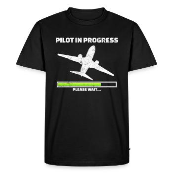 Pilot in progress please wait Airplane dream job - Men's Premium Organic T-Shirt - black - Front - Nico (187cm)
