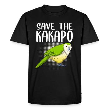 Sauver le bien-être animal du perroquet chouette Kakapo - T-shirt Premium bio Homme - noir - Devant - Nico (187cm)