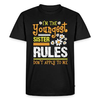 Je suis le plus jeune soeur Règles Ne pas - T-shirt Premium bio Homme - noir - Devant - Nico (187cm)