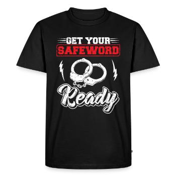 Drôle Get Your Safeworld Ready BDSM Roleplay - T-shirt Premium bio Homme - noir - Devant - Nico (187cm)