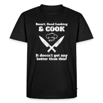 Smart Good Looking & Cook Chef Cook - Men's Premium Organic T-Shirt - black - Front - Nico (187cm)