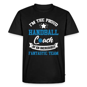 Handball entraîneur de handball balle équipe - T-shirt Premium bio Homme - noir - Devant - Nico (187cm)