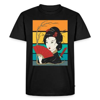 Japonais culture japonaise geisha art - T-shirt Premium bio Homme - noir - Devant - Nico (187cm)
