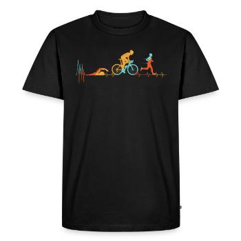 Triathlon Heartbeat Marathon Courir Course - T-shirt Premium bio Homme - noir - Devant - Nico (187cm)