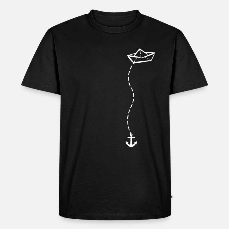 Papierschiff Meer Papierboot Papierschiffchen - Männer Premium Bio T-Shirt - Schwarz