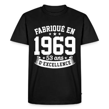 Fabriqué en 1969 53 Ans D'excellence - T-shirt Premium bio Homme - noir - Devant - Nico (187cm)