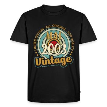 Vintage Flourish Birthday Gift May 2003 - Men's Premium Organic T-Shirt - black - Front - Nico (187cm)