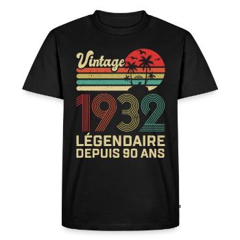 90 Ans Anniversaire Vintage Né(e) en 1932 - T-shirt Premium bio Homme - noir - Devant - Nico (187cm)