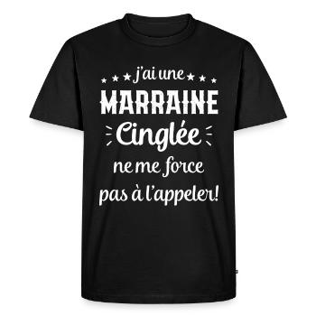 J'ai une Marraine Cinglée - T-shirt Premium bio Homme - noir - Devant - Nico (187cm)