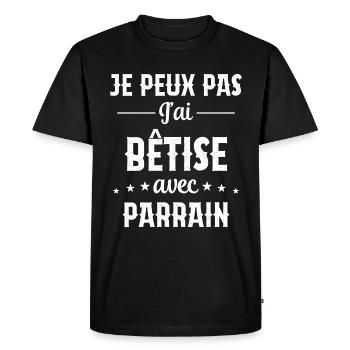 Je Peux Pas J'Ai Bêtise Avec Parrain - T-shirt Premium bio Homme - noir - Devant - Nico (187cm)