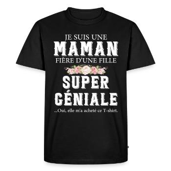 Maman Fière De Sa Fille Fête Des Mères Mama Cadeau - T-shirt Premium bio Homme - noir - Devant - Nico (187cm)