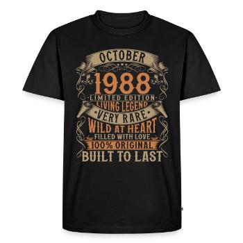 Octobre 1988 Cadeau d’anniversaire de naissance - T-shirt Premium bio Homme - noir - Devant - Nico (187cm)