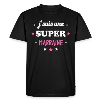 J'suis une super marraine - T-shirt Premium bio Homme - noir - Devant - Nico (187cm)