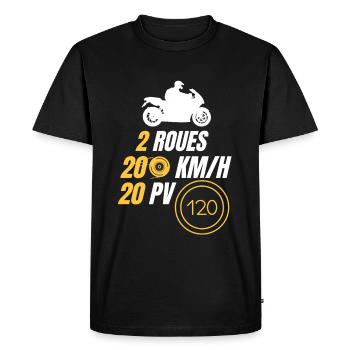 2 roues, 200 km/h, 20 PV - T-shirt Premium bio Homme - noir - Devant - Nico (187cm)