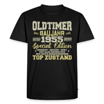 Millésime 1955 Né Rétro Anniversaire Vintage - T-shirt Premium bio Homme - noir - Devant - Nico (187cm)