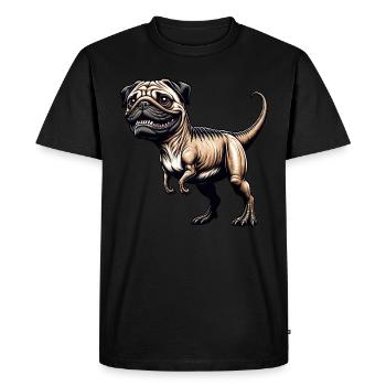 T-Rex & Pug Hybrid Cartoon Fun - Men's Premium Organic T-Shirt - black - Front - Nico (187cm)