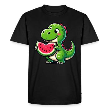 Crocodile With Watermelon Fruity Funny - Men's Premium Organic T-Shirt - black - Front - Nico (187cm)
