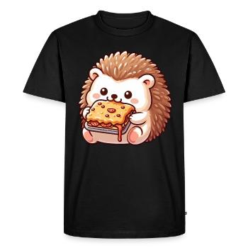 Hérisson mignon mangeant des lasagnes cuisine italienne - T-shirt Premium bio Homme - noir - Devant - Nico (187cm)