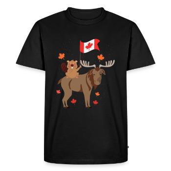 Fête du Canada avec cadeau du castor et de l'orignal - T-shirt Premium bio Homme - noir - Devant - Nico (187cm)