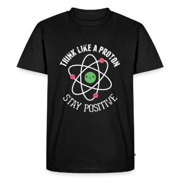Pensez comme un proton Stay Positive Funny Science - T-shirt Premium bio Homme - noir - Devant - Nico (187cm)