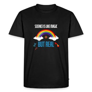 Science is like magic but real Funny saying - Men's Premium Organic T-Shirt - black - Front - Nico (187cm)