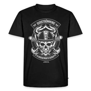 Surströmming T Shirt Norseman's Sushi - Men's Premium Organic T-Shirt - black - Front - Nico (187cm)