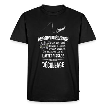 Cadeau modélisme - Pour un vol réussi il faut... - T-shirt Premium bio Homme - noir - Devant - Nico (187cm)