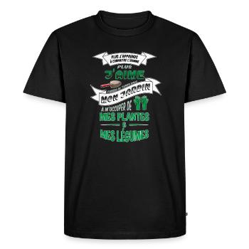 Plus j'en sais sur l'Homme plus j'aime mon jardin - T-shirt Premium bio Homme - noir - Devant - Nico (187cm)