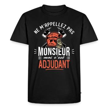 sapeurs pompiers adjudant humour grade pompier - T-shirt Premium bio Homme - noir - Devant - Nico (187cm)