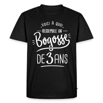 anniversaire 3 ans bogosse cadeau humour 3 ans - T-shirt Premium bio Homme - noir - Devant - Nico (187cm)