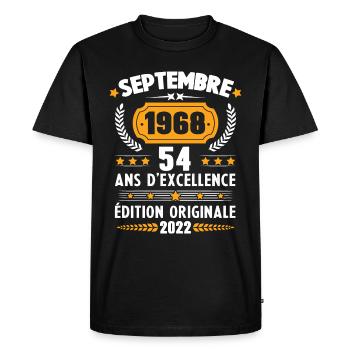 Cadeau D'anniversaire Rétro 54 Ans Septembre 1968 - T-shirt Premium bio Homme - noir - Devant - Nico (187cm)