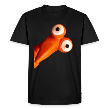 drôle d'oiseau orange avec de grands yeux - T-shirt Premium bio Homme - noir - Devant - Nico (187cm)