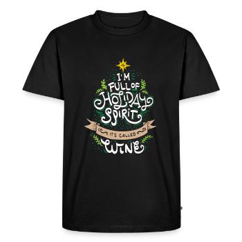 NOËL / AMATEURS DE VIN Je suis plein d' de vacances - T-shirt Premium bio Homme - noir - Devant - Nico (187cm)