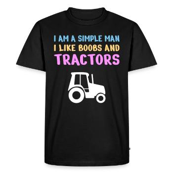 TRACTEURS / VIE À LA FERME / VIE À LA PAYS: Homme simple - T-shirt Premium bio Homme - noir - Devant - Nico (187cm)