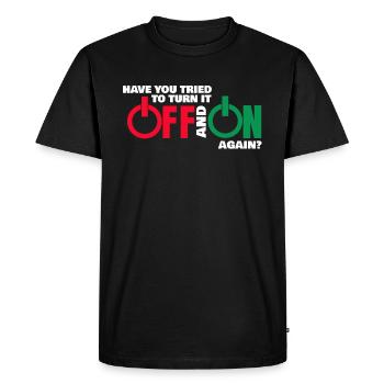 Off and On again à et en cadeau informaticien - T-shirt Premium bio Homme - noir - Devant - Nico (187cm)