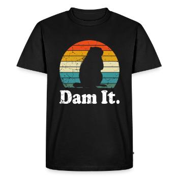Dam It Castor, Ranger, drôle d’animal - T-shirt Premium bio Homme - noir - Devant - Nico (187cm)