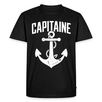 Capitaine – Design marin vintage et original - T-shirt Premium bio Homme - noir - Devant - Nico (187cm)