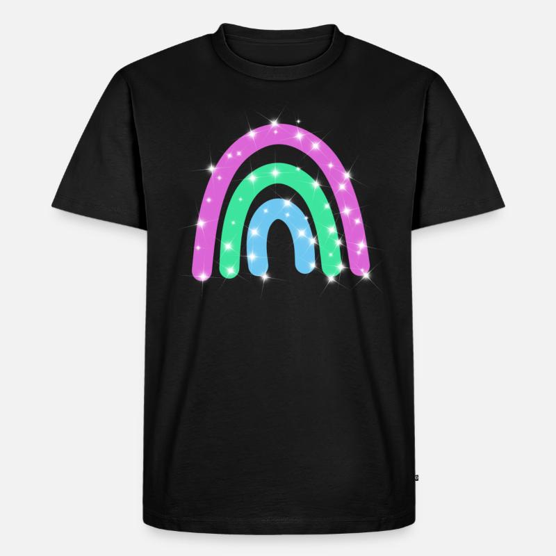 Polysexual Glitzer Regenbogen - Männer Premium Bio T-Shirt - Schwarz