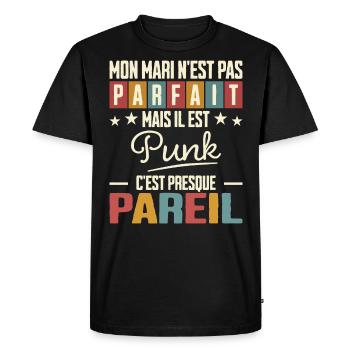 Humour Mari Pas Parfait Femme De Mari Punk - T-shirt Premium bio Homme - noir - Devant - Nico (187cm)