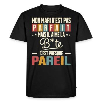 Humour Beauf Mari Pas Parfait Homme Mari - T-shirt Premium bio Homme - noir - Devant - Nico (187cm)