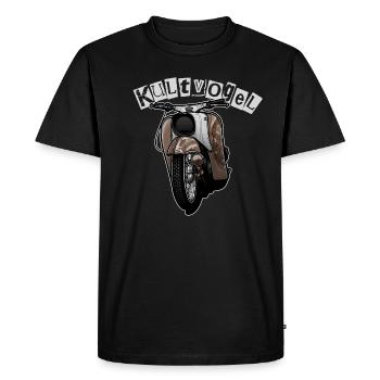 Schwalbe Tuning (yellow / rust) // Illustration - Men's Premium Organic T-Shirt - black - Front - Nico (187cm)