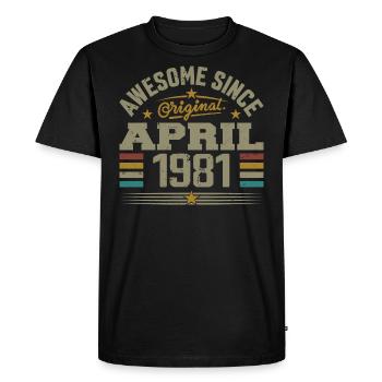April 1981 Birthday Vintage 1981 Gift Idea - Men's Premium Organic T-Shirt - black - Front - Nico (187cm)