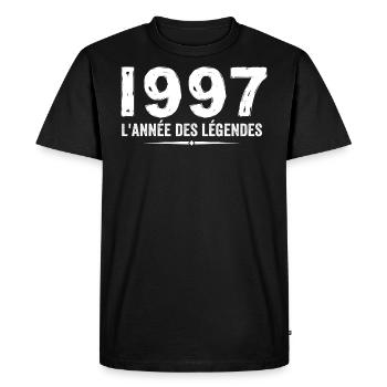 1997 année des legéndes - Cadeau Anniversaire 1997 - T-shirt Premium bio Homme - noir - Devant - Nico (187cm)