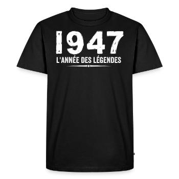 1947 Year of the Legends - 1947 Anniversary Gift - Men's Premium Organic T-Shirt - black - Front - Nico (187cm)