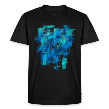Blue background - Men's Premium Organic T-Shirt - black - Front - Nico (187cm)