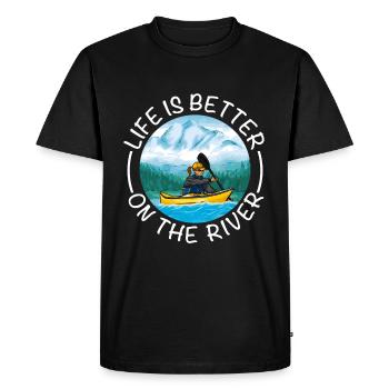 La vie est meilleure sur le kayak de rivière - T-shirt Premium bio Homme - noir - Devant - Nico (187cm)