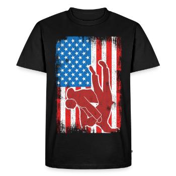 Judo USA Flag - Men's Premium Organic T-Shirt - black - Front - Nico (187cm)